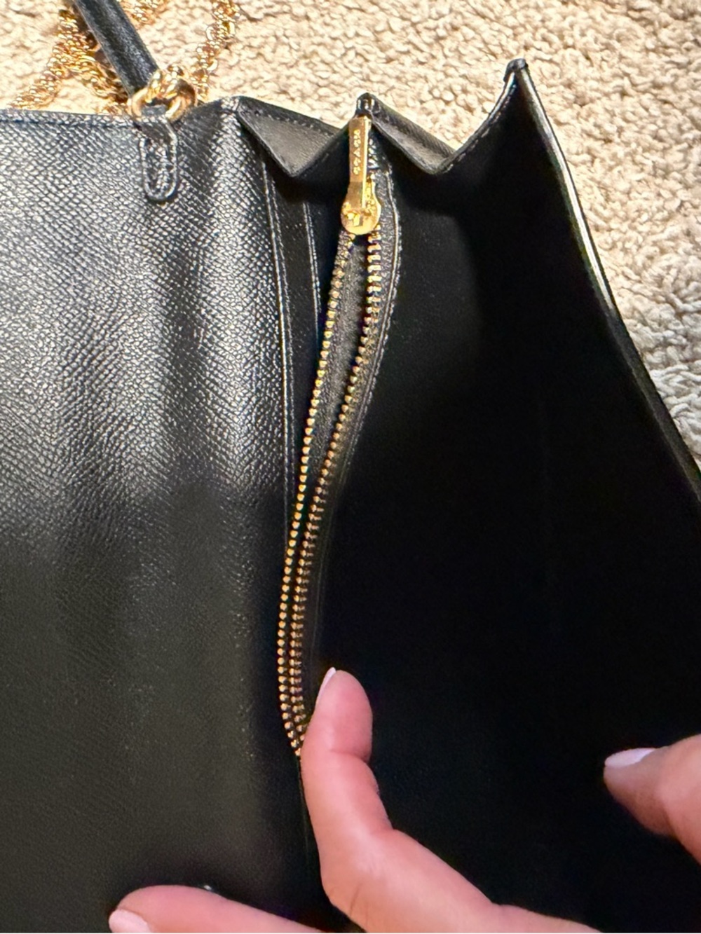 Coach Black Crossbody with Gold Chain Strap - Picture 4 of 7